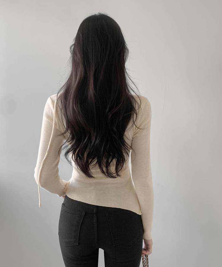 【タイ付き】ラップアンバランスニット BEIGE