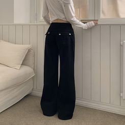 【丈別】ヒップバックポケットバンディングパンツ BLACK