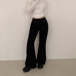 【丈別】ヒップバックポケットバンディングパンツ BLACK