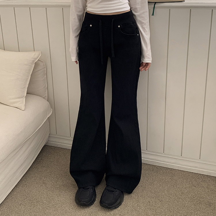 【丈別】ヒップバックポケットバンディングパンツ BLACK