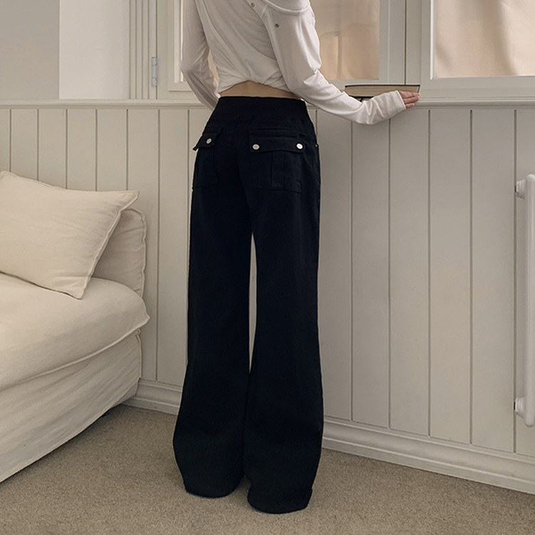 【丈別】ヒップバックポケットバンディングパンツ BLACK