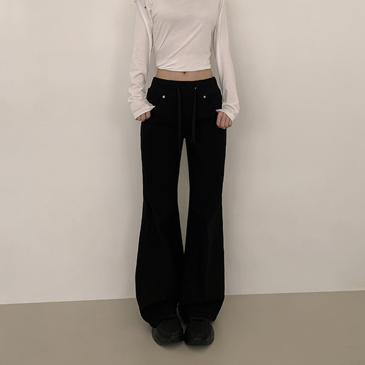 【丈別】ヒップバックポケットバンディングパンツ BLACK