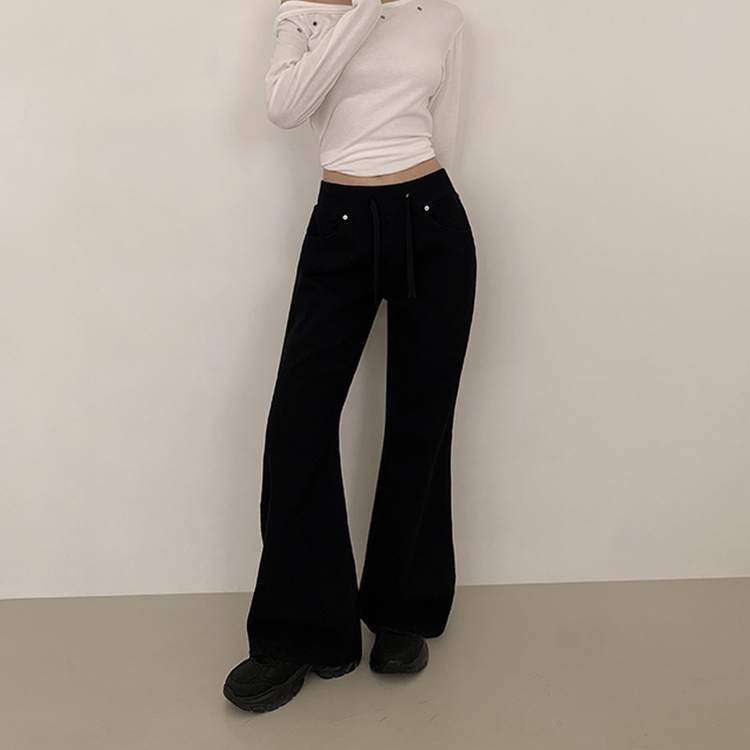 【丈別】ヒップバックポケットバンディングパンツ BLACK