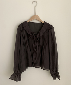 フリルリボンシフォンブラウス