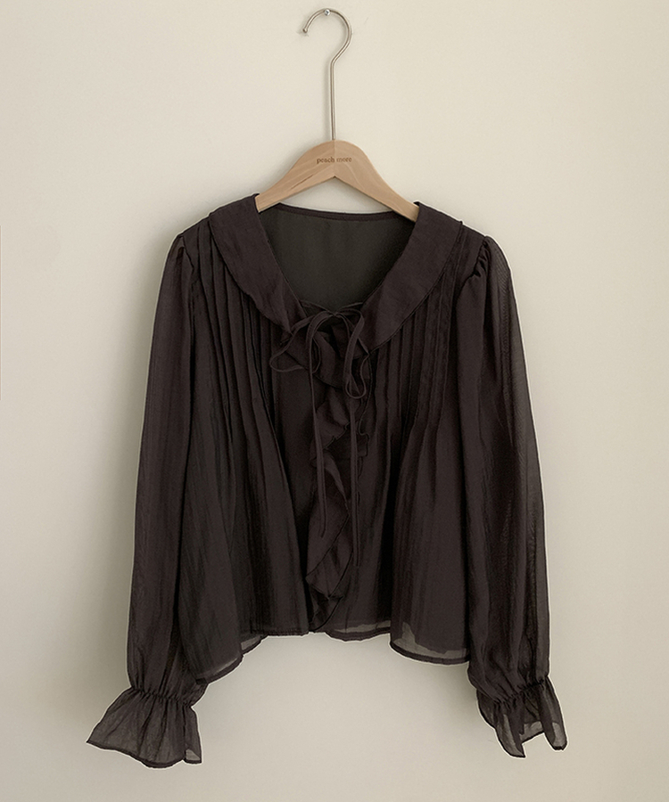 フリルリボンシフォンブラウス