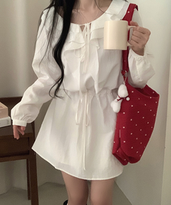 フリルリボンシフォンラッフルミニワンピース IVORY