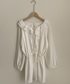 フリルリボンシフォンラッフルミニワンピース