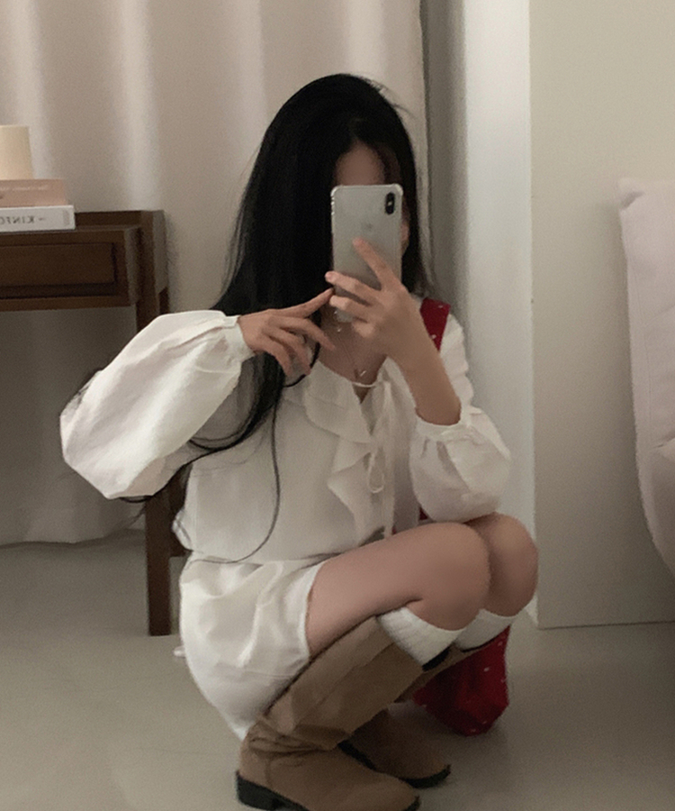 フリルリボンシフォンラッフルミニワンピース IVORY