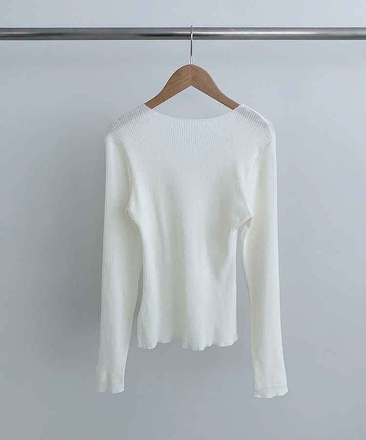 Vネックスリムフィット長袖Tシャツ(6color)