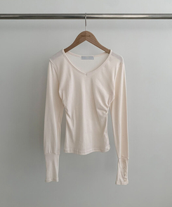 Vネック袖ボタン長袖Tシャツ(7color)