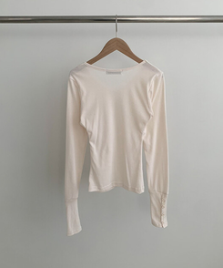 Vネック袖ボタン長袖Tシャツ(7color)