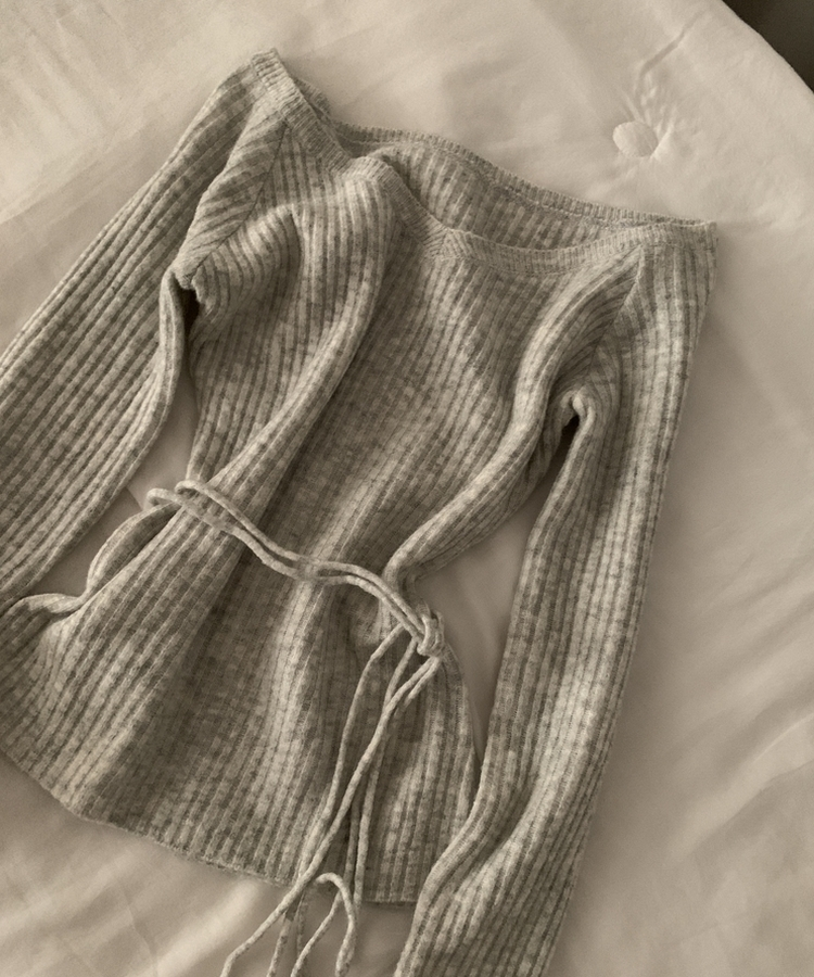 손등덮는 여리핏 오프숄더 끈 세트 골지니트티