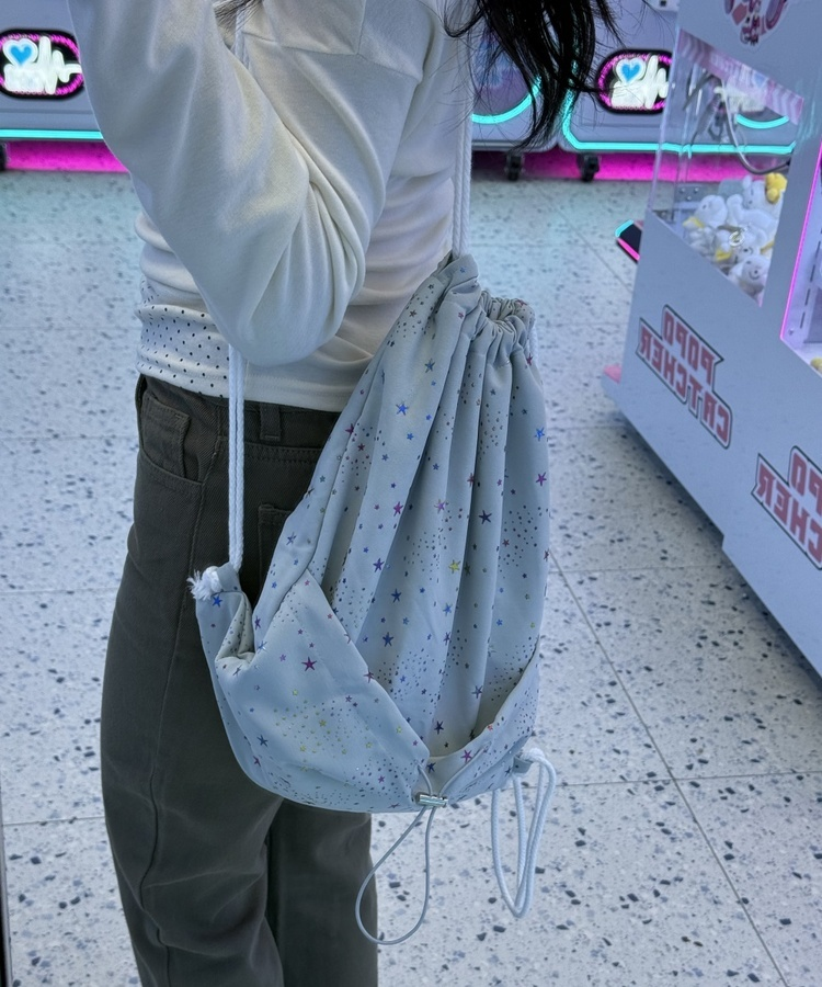 별 패턴 스트링 백팩 스카이블루