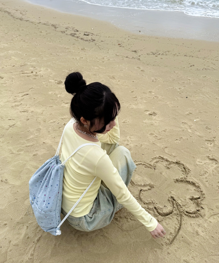 별 패턴 스트링 백팩 스카이블루