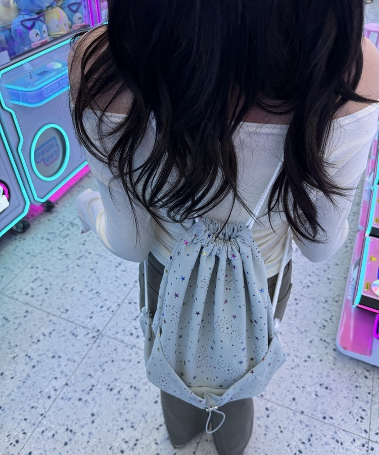 별 패턴 스트링 백팩 스카이블루