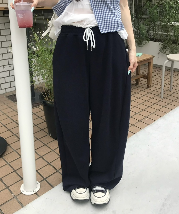 レイヤード風ワイドパンツ NAVY