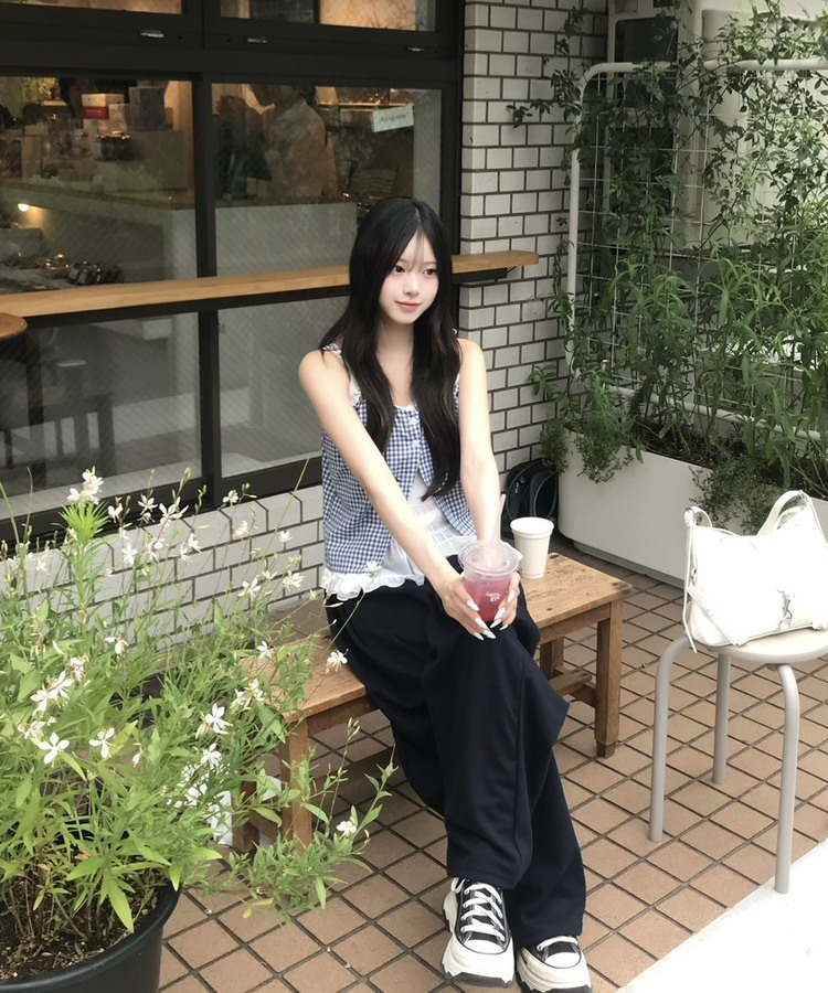 レイヤード風ワイドパンツ NAVY
