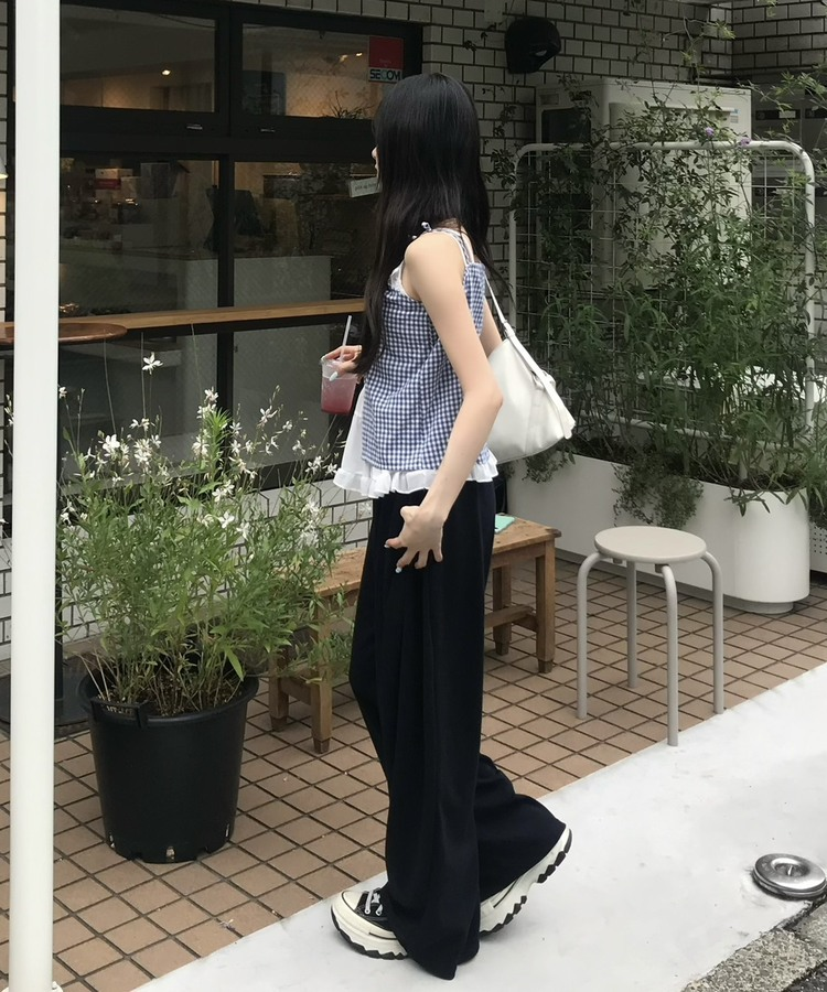 レイヤード風ワイドパンツ NAVY