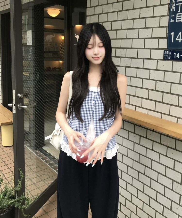 レイヤード風ワイドパンツ NAVY