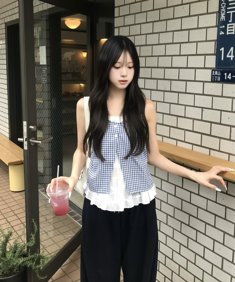 レイヤード風ワイドパンツ NAVY