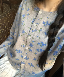 フラワーニットカーディガン GREY