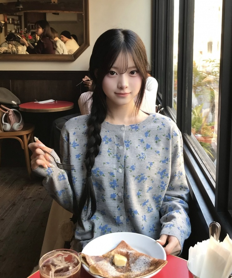 フラワーニットカーディガン GREY