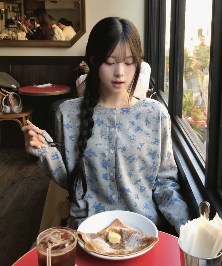 フラワーニットカーディガン GREY