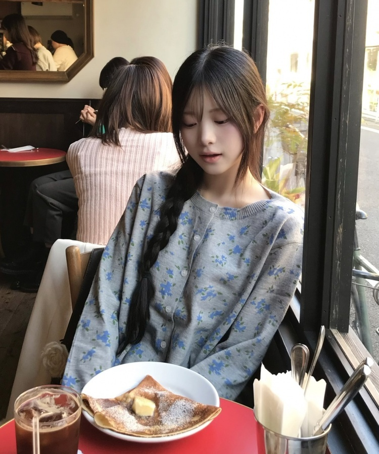 フラワーニットカーディガン GREY