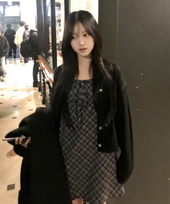 トラッフルチェックキャミワンピ BLACK