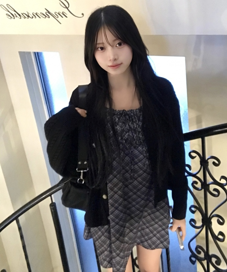 トラッフルチェックキャミワンピ BLACK