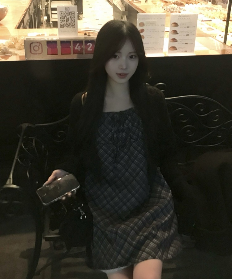 トラッフルチェックキャミワンピ BLACK