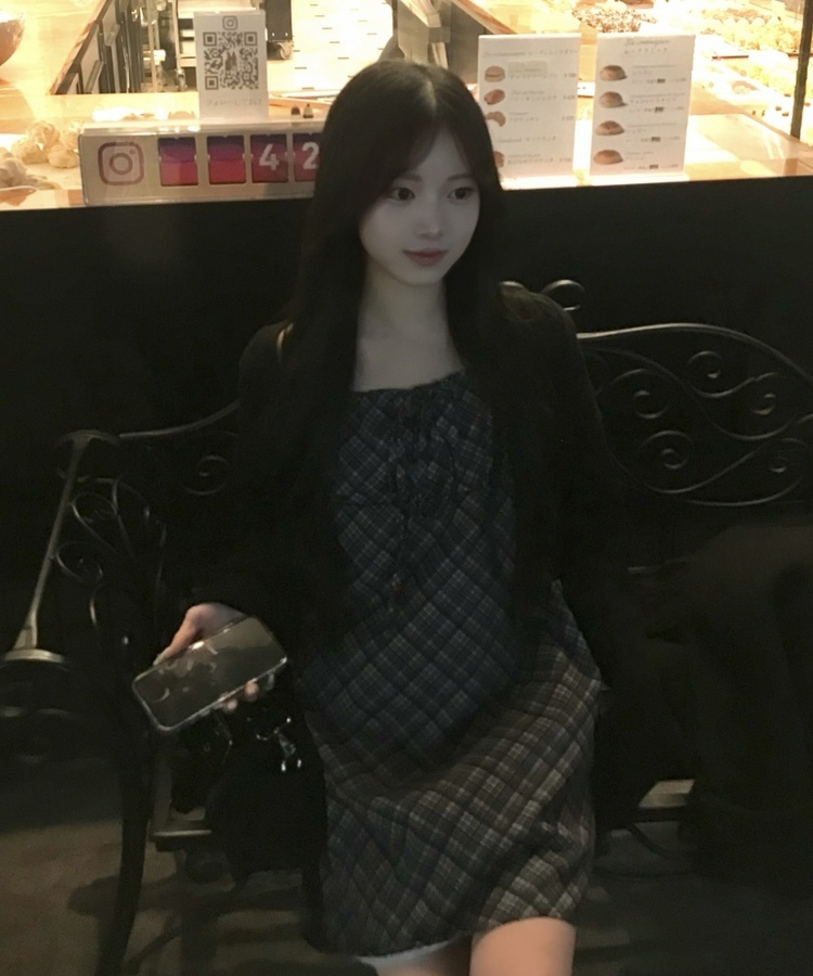 トラッフルチェックキャミワンピ BLACK