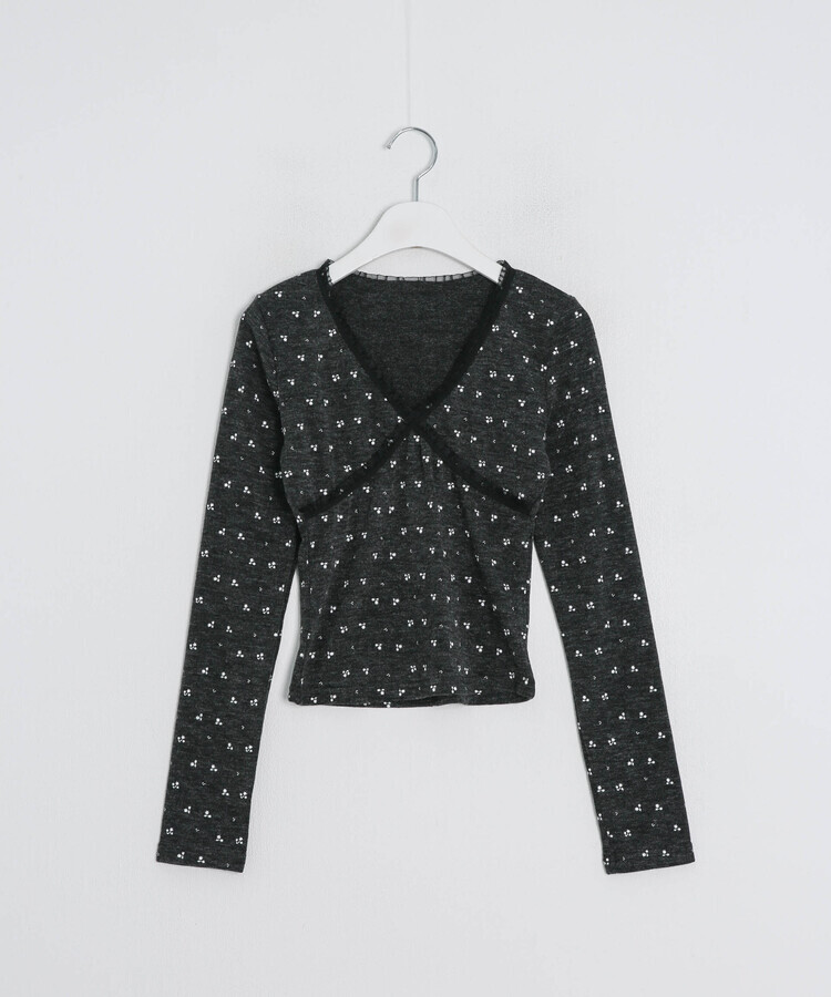 フラワーVネックTシャツ