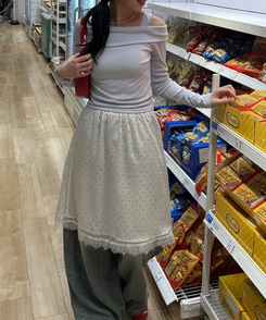 レイヤードドットミディスカート DOT