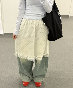 レイヤードドットミディスカート DOT