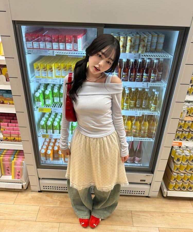 レイヤードドットミディスカート DOT