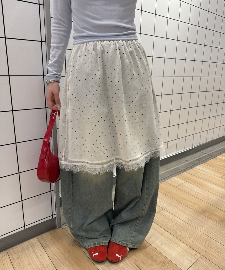 レイヤードドットミディスカート DOT