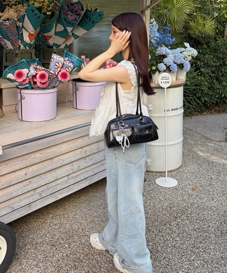 워싱 와이드 데님 팬츠 연청