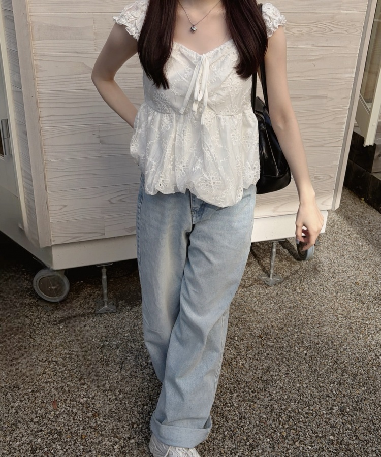 워싱 와이드 데님 팬츠 연청