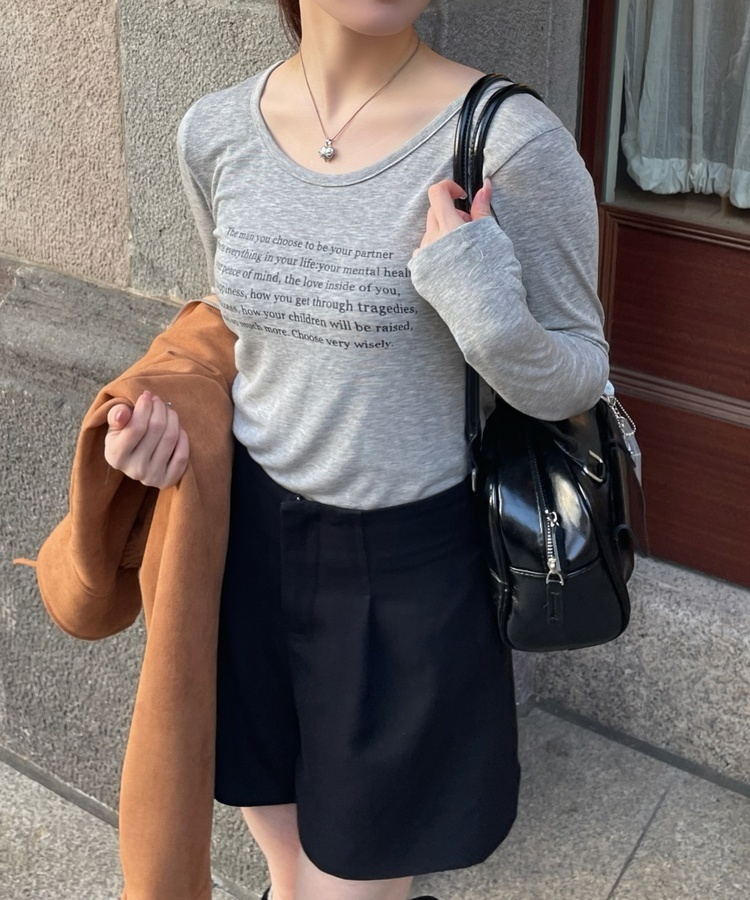 시스루 크롭 긴팔티 메란지