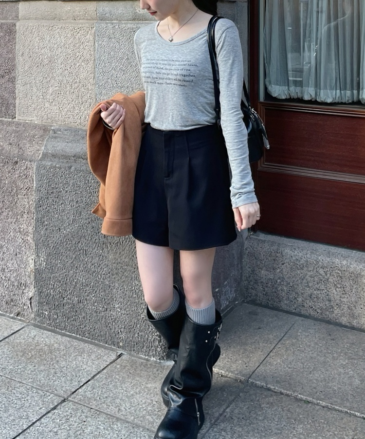 시스루 크롭 긴팔티 메란지