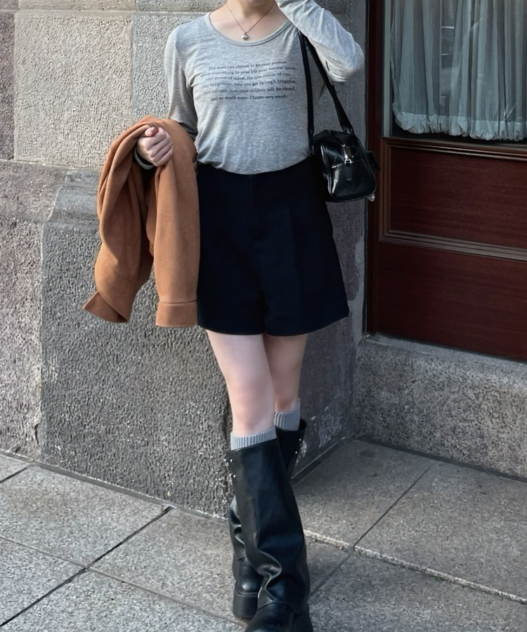 시스루 크롭 긴팔티 메란지