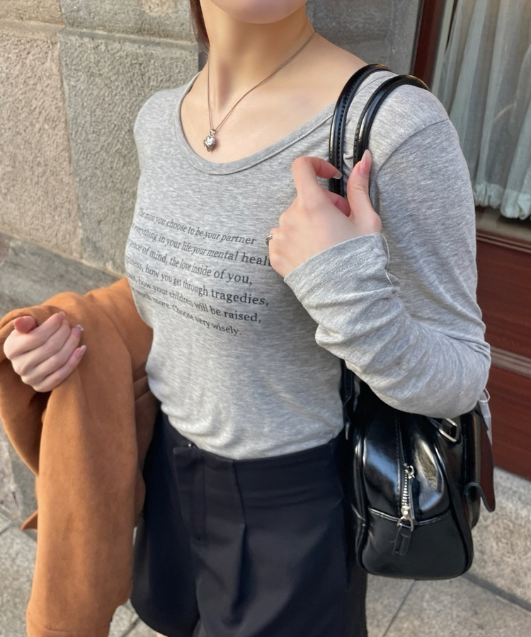 시스루 크롭 긴팔티 메란지