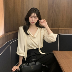 ドレープネックバルーンブラウス CREAM