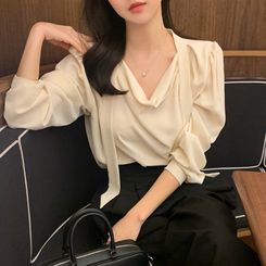 ドレープネックバルーンブラウス CREAM