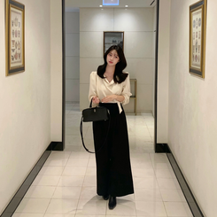 ドレープネックバルーンブラウス CREAM