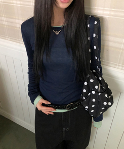 テンセルレイヤード長袖Tシャツ(12color) NAVY