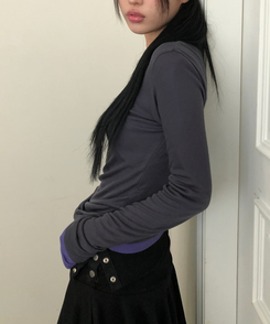 テンセルレイヤード長袖Tシャツ(12color) CHARCOAL