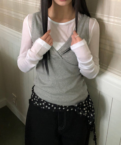 テンセルレイヤード長袖Tシャツ(12color) WHITE