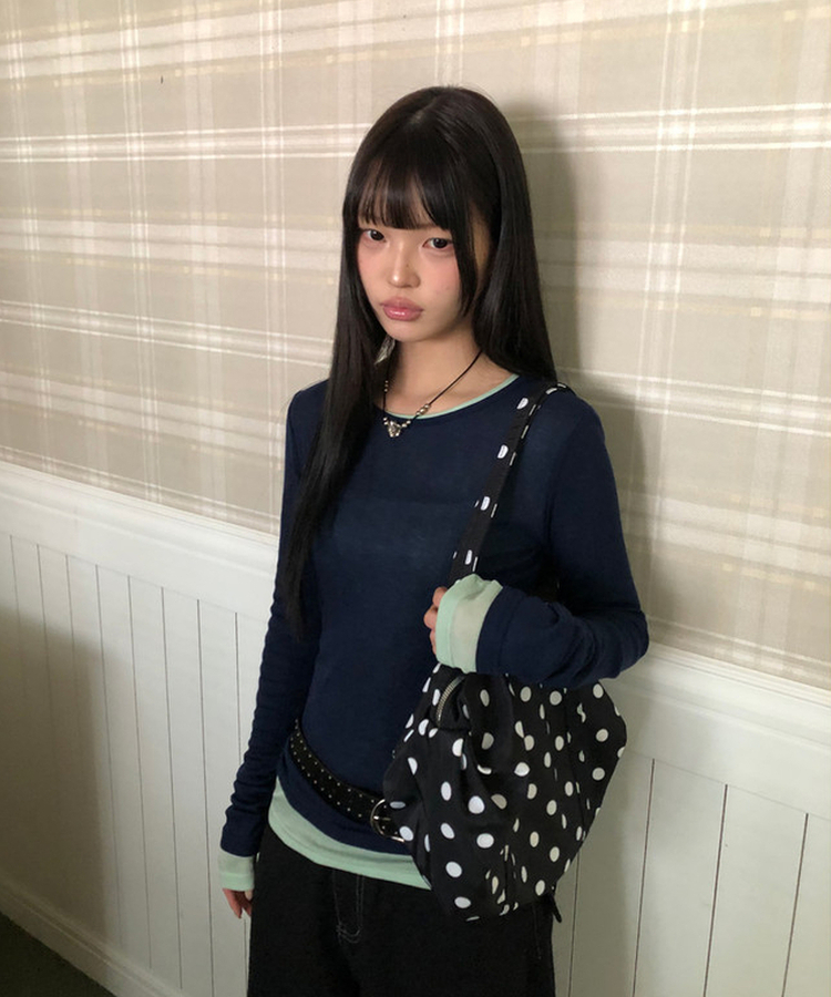 テンセルレイヤード長袖Tシャツ(12color) NAVY